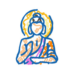 buddha god indian icon doodle illustration