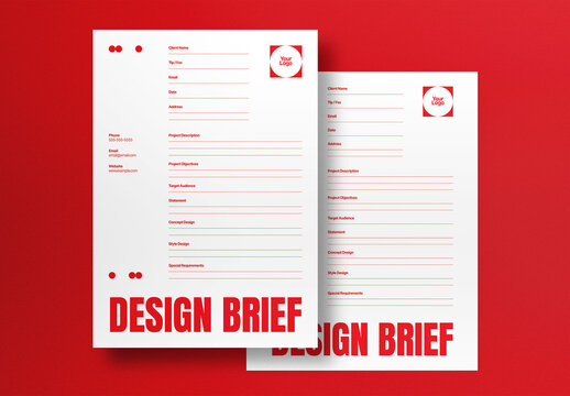 White Red Utilitarian Design Brief A4 & US Letter Layout