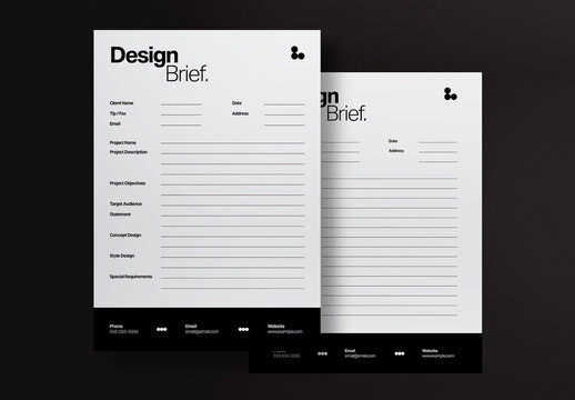 Black White Utilitarian Design Brief A4 & US Letter Layout