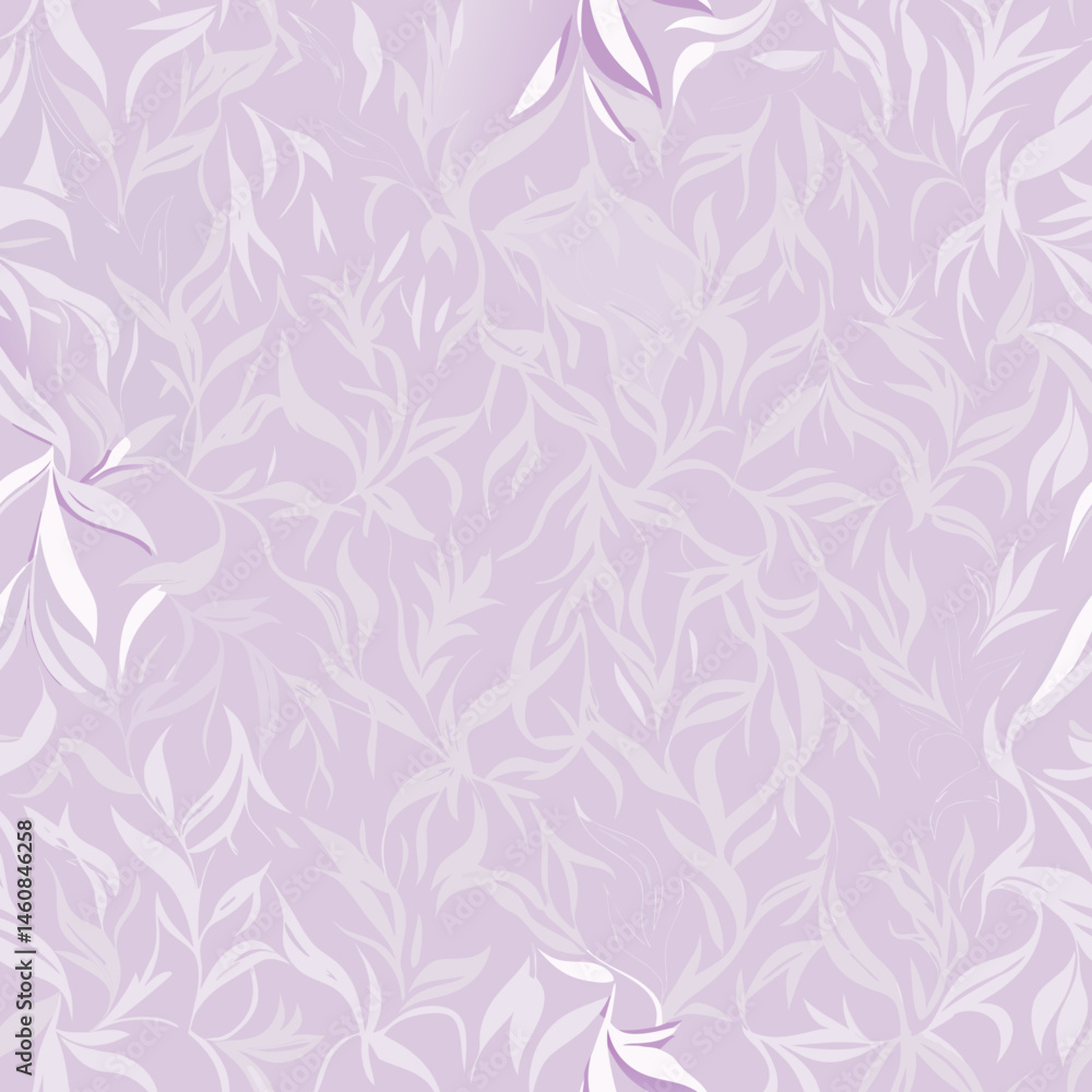 Poster seamless leaf vector pattern in soft purple background texture
