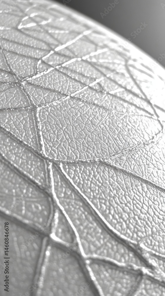 Fototapete Extreme Close Up of Silver Leather Texture Showing Fine Details and Patterns Creating a Metallic Look in Studio Lighting