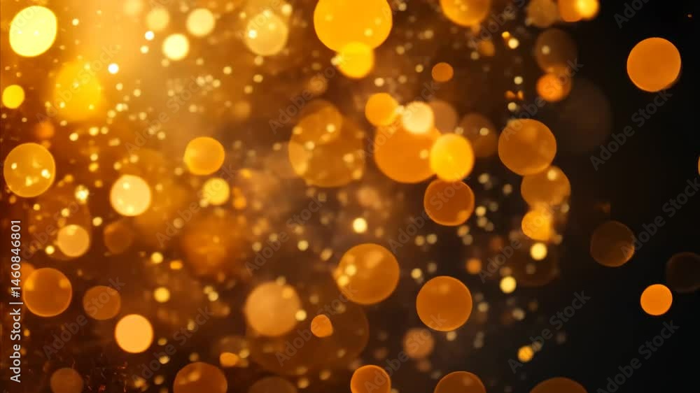 Poster sparkling golden and orange bokeh lights create a warm, enchanting atmosphere at a festive gathering