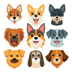 Adorable Dog Breed Faces A Collection of Cute Canine Illustrations