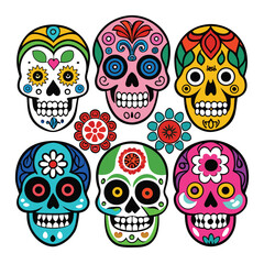 Vibrant Sugar Skulls Colorful Calavera Illustrations for Day of the Dead
