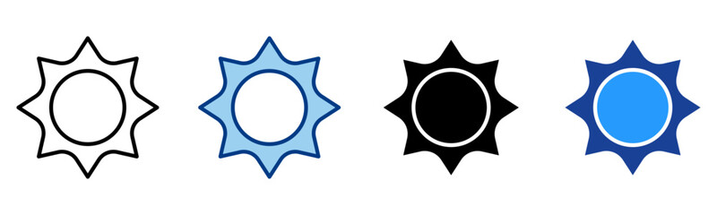 Sun Icon Multiple Style Vector Collection 