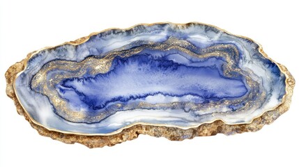 Blue & Gold Resin Slice Tray