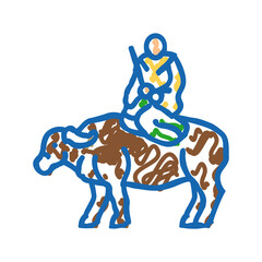 laozi ox taoism icon doodle illustration
