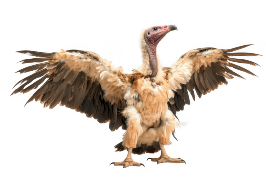 Vulture spreading wings wide open on transparent background