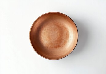 Simple Wooden Bowl on White Background Ideal for Minimalist Design