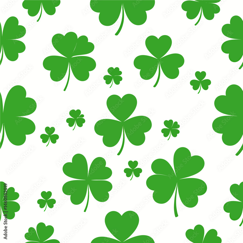 Poster seamless pattern of green shamrocks on a white background for st. patrick's day festive design irish