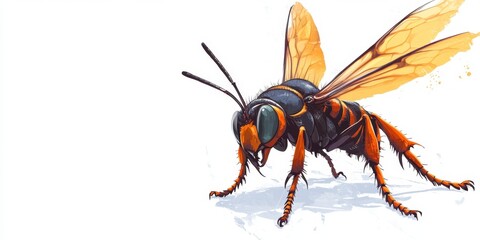 Fototapeta premium Detailed Illustration of a Majestic Insect with Vibrant Colors