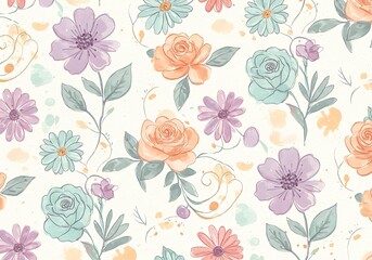 Pastel Floral Watercolor: Delicate Blooms & Soft Hues AI Generated