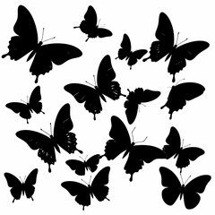 Fototapeta premium Silhouette butterflies pattern design in black and white creating a visually appealing background for creative projects and designs