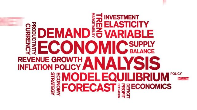 Economic Analysis animated word cloud;text design animation tag kinetic typography seamless loop.