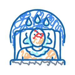 night sweats disease symptom icon doodle illustration