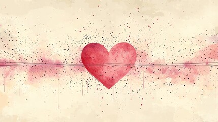 Watercolor heart art with subtle texture and splash effect