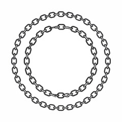 Two circles formed by a metal chain against a white background perfect for graphic design projects and creative compositions
