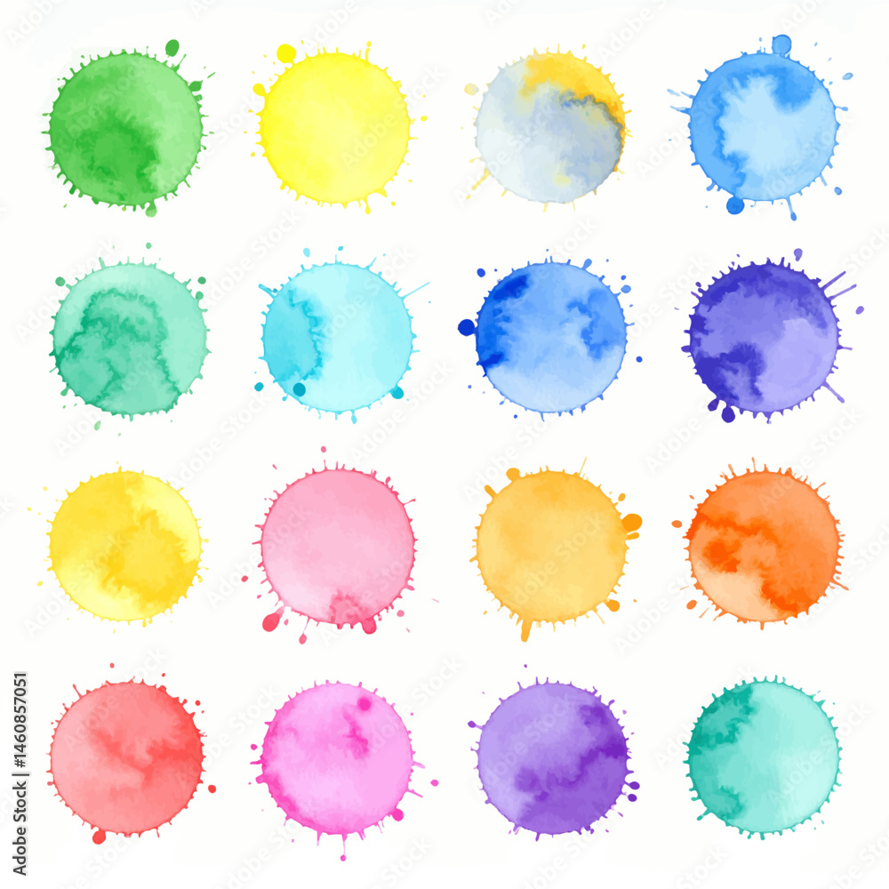 Poster watercolor splatters in a grid pattern create a vibrant and colorful background element for design p