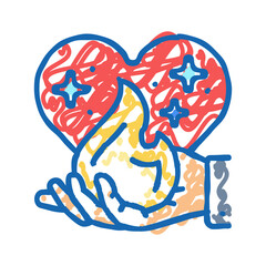 passion heart succes challenge icon doodle illustration