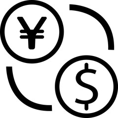 Exchange money dollar icon in line. isolated on transparent background.