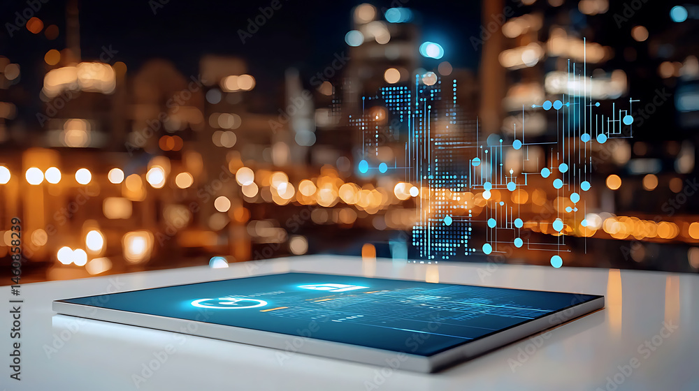 Aufkleber exploring digital innovation technology insights in urban environments at night data visualization a