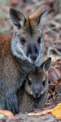 Fototapeta premium Mother Kangaroo and Joey in the Australian Outback