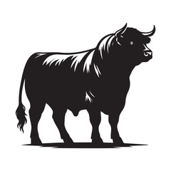 Black Angus cow Silhouette Vector Illustration White Background 02