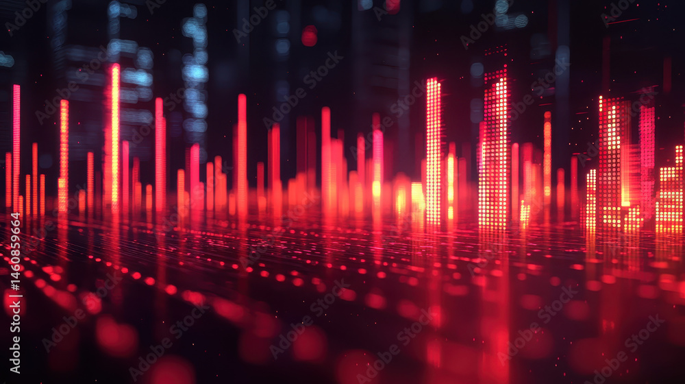 Aufkleber a realistic 4k 3d background featu dynamic sound visualization with red spectrum bars creating a rhy