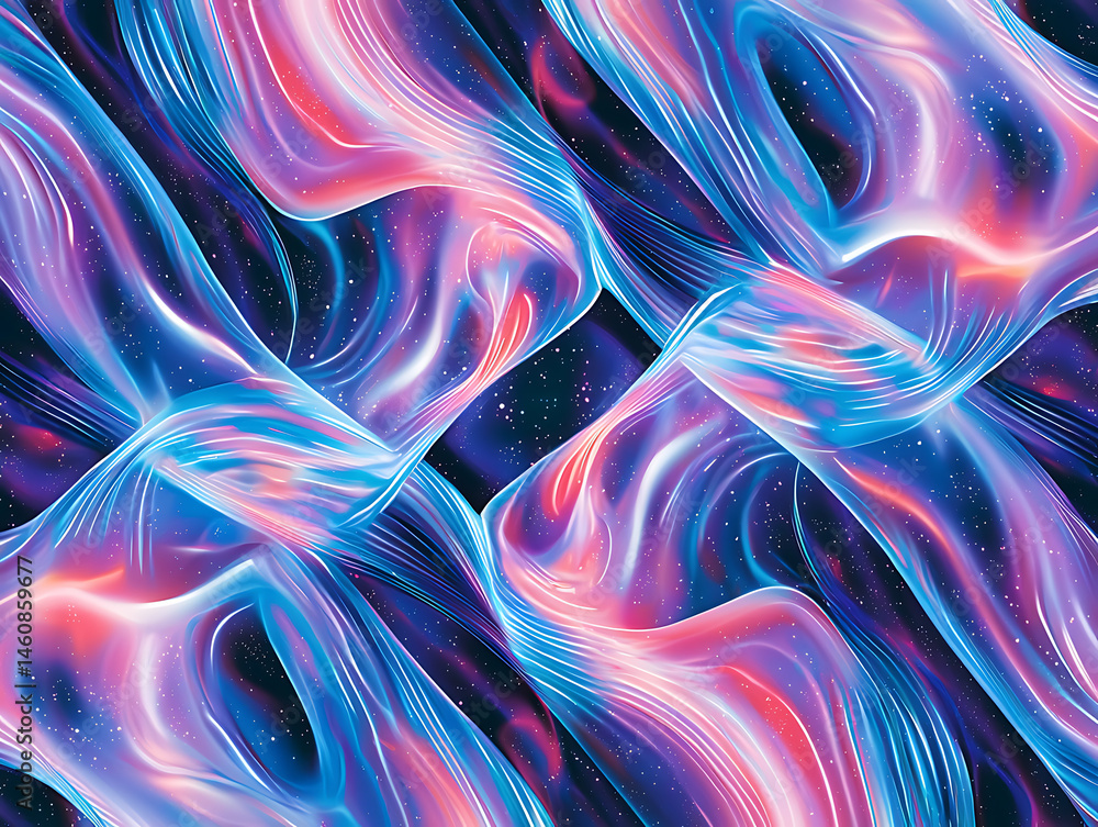 Poster dynamic light waves abstract art digital creation colorful patterns vibrant space environment