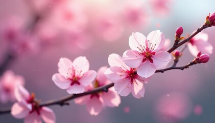 Fototapeta premium Delicate pink sakura blossoms, soft petals, gentle branches , flowers, cherry blossom, sakura