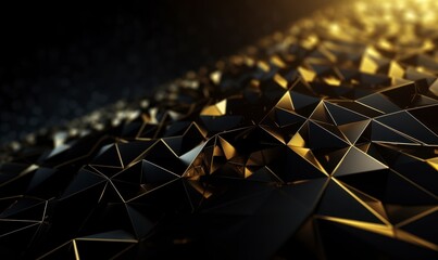Abstract Golden and Black Triangle Texture for Modern Backgrounds