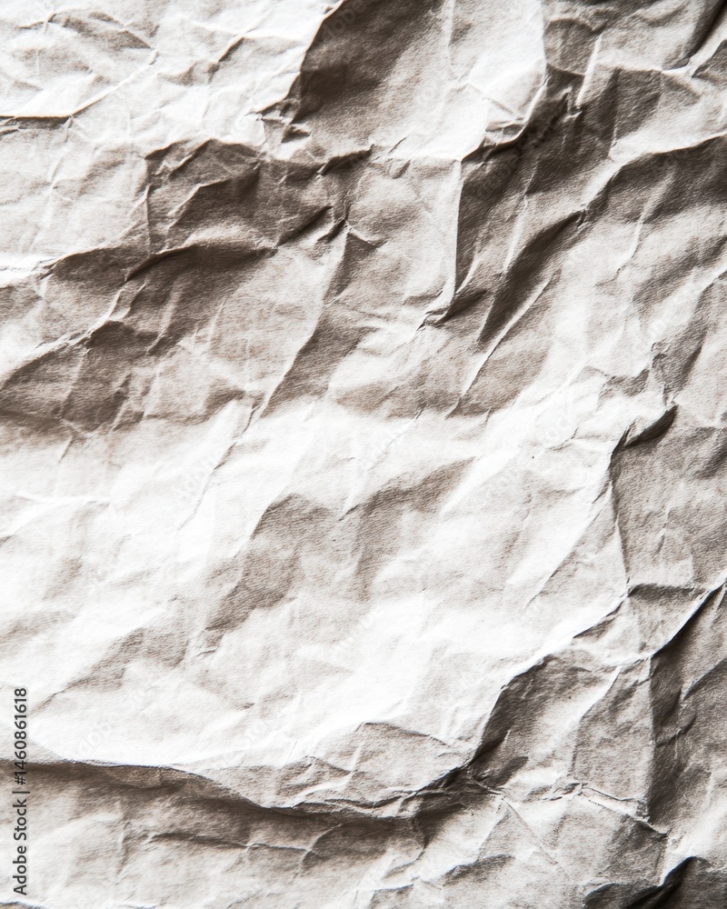Poster wrinkled paper texture close up shot showing creases and shadows in a neutral color palette creating