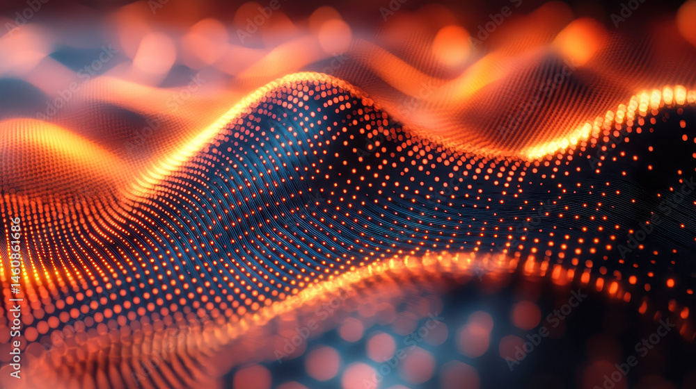 Aufkleber a realistic 4k rende of 3d background sound frequencies creating undulating patterns viewed from a s