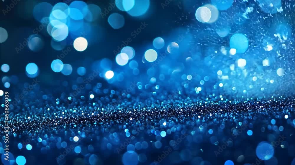 Poster sparkling blue glitter lights create a magical overhead view with shimmering effects, overhead persp