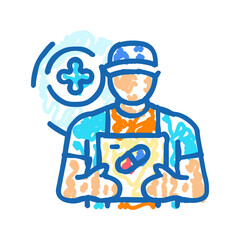prescription delivery pharmacist icon doodle illustration
