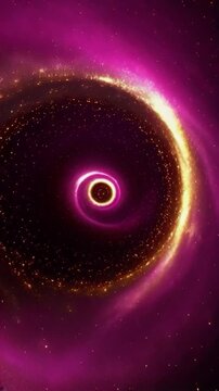 Cosmic Vortex of Gas and Stardust with Spiral Galaxy and Vibrant Pink