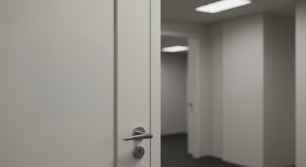 Interior hallway with light gray door