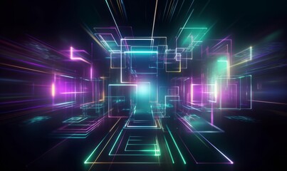 Obraz premium Abstract Futuristic Background with Glowing Lines and Shapes