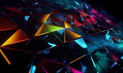 Colorful Geometric Triangles with Reflections in Dark Background