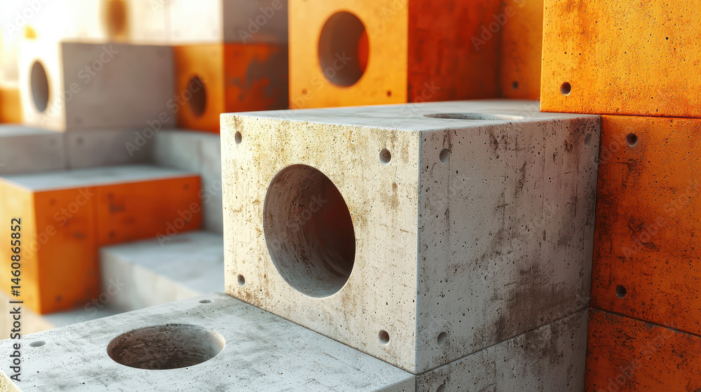 Poster abstract 3d background featu geometric sound structures with realistic textures in 4k resolution and