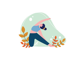 ヨガのポーズをとる女性