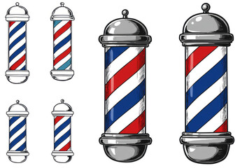 Barber pole vector next to a barber.