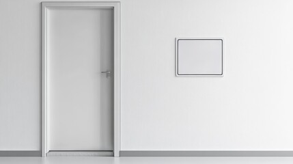 Blank white interior wall with door