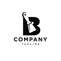 Letter B Putty Knife Icon Logo Vector