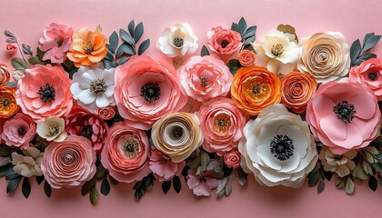 Pastel paper flowers arranged artfully