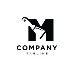 Letter M Putty Knife Icon Logo Vector