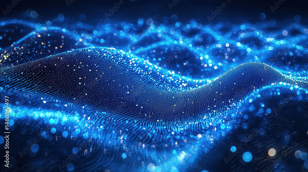 Poster abstract 3d background shows realistic sound waves in 4k resolution viewed from a side angle with gl
