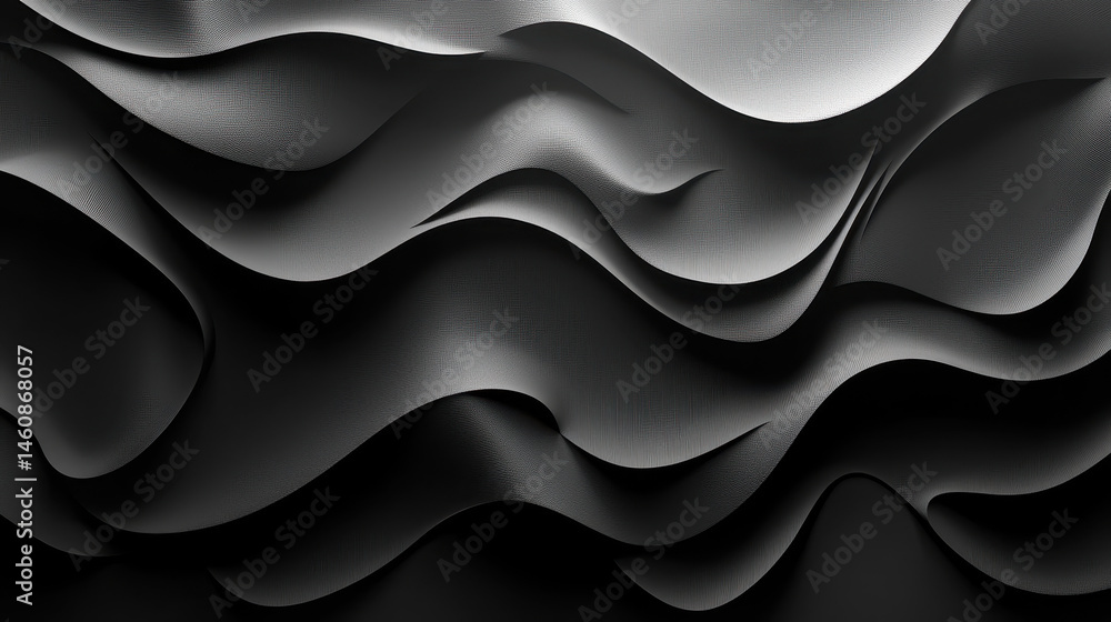Poster a realistic 4k background featu flowing 3d sound waves from a side angle creates an abstract and ele