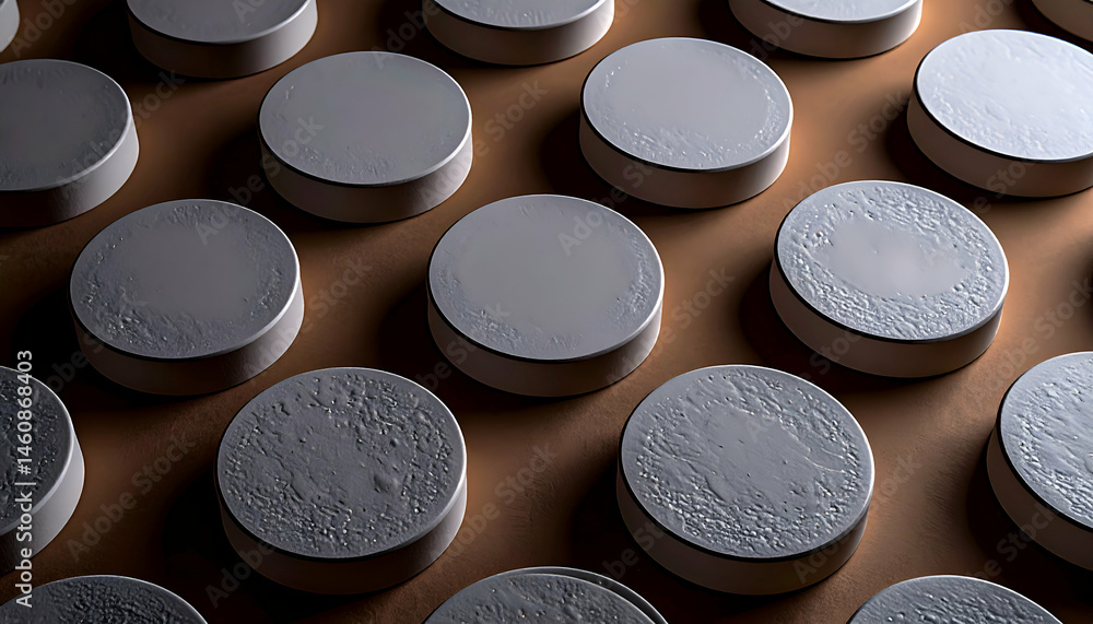 Poster closeup view of dark gray circular objects
