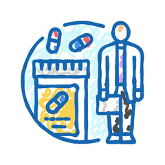pharmacy technician medication icon doodle illustration